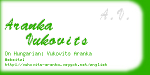 aranka vukovits business card